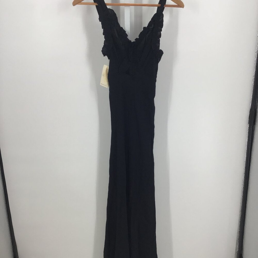 Doen Black Maxi Dress with Ruffled Straps